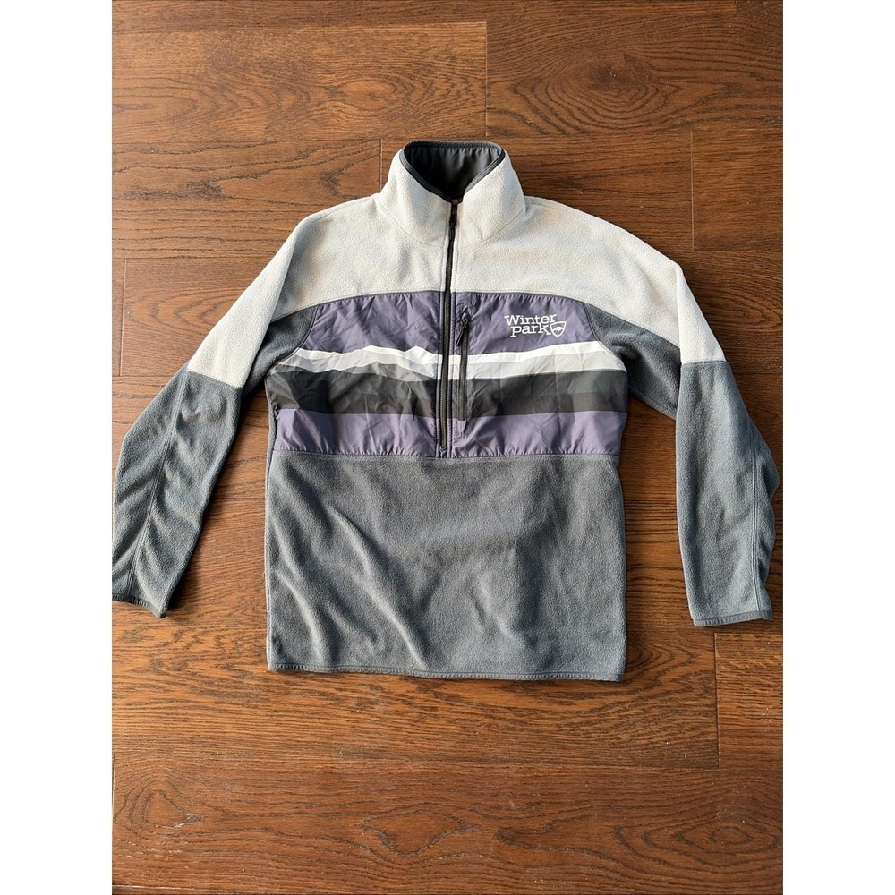 color-blocked fleece pullover Mountain Scene "Winter Park" Medium‎ Sweatshirt